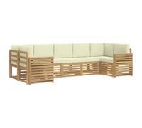 vidaXL Set di divani da esterno 7 pz Bianco e Crema Poliestere