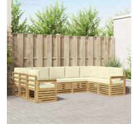 vidaXL Set di divani da esterno 7 pezzi, bianco e crema, mobili da giardino, set lounge moderno, divano solido, sedili sezionali per terrazza e soggiorno