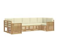 vidaXL Set di divani da esterno 7 pz Bianco e Crema Poliestere