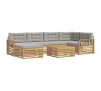 vidaXL Set di divani da esterno 7 pz Bianco e Grigio Chiaro