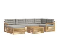 vidaXL Set di divani da esterno 7 pz Bianco e Grigio Chiaro