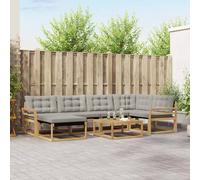 vidaXL Set di divani da esterno da 7 pezzi, bianco e grigio chiaro, set di divani da giardino moderno, mobili da esterno durevoli, sedie eleganti e cuscini resistenti alle intemperie
