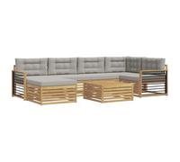 vidaXL Set di divani da esterno 7 pz Bianco e Grigio Chiaro