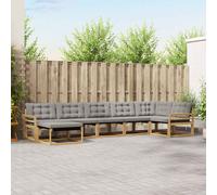 vidaXL Set di divani da esterno 7 pezzi bianco e grigio chiaro 408 x 170,5 x 73 cm, divano da giardino moderno, mobili da esterno durevoli, mobili da patio eleganti, resistenti alle intemperie, seduta