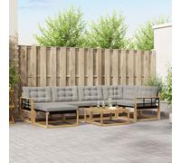 vidaXL Set di divani da esterno da 7 pezzi, bianco e grigio chiaro, set di divani da giardino moderno, mobili da esterno durevoli, sedie eleganti e cuscini resistenti alle intemperie