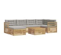 vidaXL Set di divani da esterno 7 pz Bianco e Grigio Chiaro