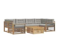 vidaXL Set di divani da esterno 7 pz Bianco e Grigio Chiaro Poliestere