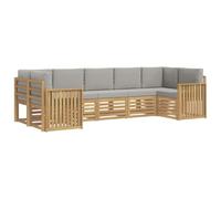 vidaXL Set di divani da esterno 7 pz Bianco e Grigio Chiaro Poliestere