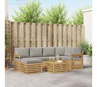 vidaXL Set divano da esterno 7 pezzi bianco e grigio chiaro 59 x 59 x 37 cm poliestere, divano esterno, mobili sezionali moderni, angolo confortevole, ideale per rilassarsi sulla terrazza