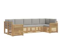 vidaXL Set di divani da esterno 7 pz Bianco e Grigio Chiaro Poliestere