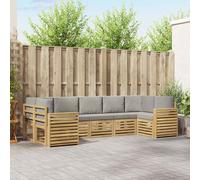 vidaXL Set di divani da esterno 7 pcs Bianco e Grigio Chiaro, Divano moderno in legno di acacia, resistente set lounge da giardino, arredo modulare per patio e bordo piscina