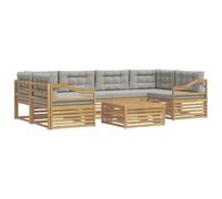 vidaXL Set di divani da esterno 7 pz Bianco e Grigio Chiaro Poliestere