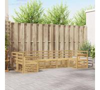 vidaXL Set di divani da esterno 7 pcs Bianco 304 x 128,5 x 73 cm, Divano moderno in legno di acacia, resistente set lounge da giardino, arredo modulare per patio e bordo piscina