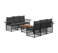 vidaXL Set di divani da esterno 7 pz Nero e Grigio scuro polyrattan