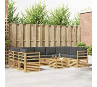 vidaXL Set di divani da esterno 8 pcs Bianco e Antracite, Mobili da giardino, divano outdoor moderno, set angolare per il patio e terrazza, resistente e confortevole