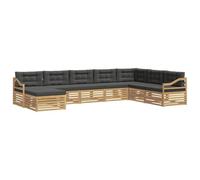 vidaXL Set di divani da esterno 8 pcs Bianco e Antracite Poliestere, Divano moderno da esterno, arredamento sezionale, relax in terrazza, set comodo per il patio