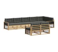 vidaXL Set di divani da esterno 8 pcs Bianco e Antracite Poliestere, Divano moderno in acacia, set esterno per terrazza, angolo relax in giardino e modularità senza pari