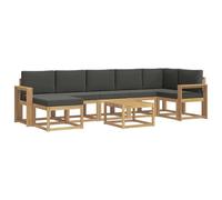 vidaXL Set di divani da esterno 8 pcs Bianco e Antracite Poliestere, Set di divani moderni per giardino, mobili da esterno con posti a sedere flessibili, legno di acacia, facile da montare