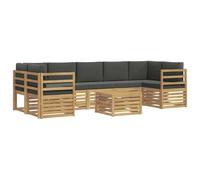 vidaXL Set di divani da esterno 8 pcs Bianco e Antracite Poliestere, Sofa Elegante da Giardino, Set Sezionale Moderno per Esterni, Lounge Durevole, Arredamento Comodo per Terrazzo