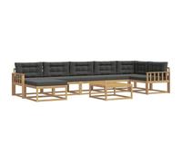 vidaXL Set di divani da esterno 8 pcs Bianco e Antracite, Set Divano da Esterno in Acacia, Mobili Modulari per Giardino, Comodo per Piscina, Lounge Resistente per Giardino