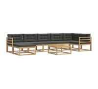 vidaXL Set di divani da esterno 8 pcs Bianco e Antracite, Set Divano da Esterno in Acacia, Mobili Modulari per Giardino, Comodo per Piscina, Lounge Resistente per Giardino