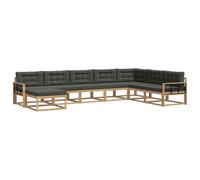 vidaXL Set di divani da esterno 8 pcs Bianco e Antracite, Set Divano Sezionale Moderno per Esterni, Mobili Resistenti da Giardino, Seduta in Legno Acacia, Lounge Chic