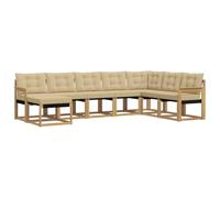 vidaXL Set di divani da esterno con cuscino 8 pcs Bianco e Beige, Divano Sezionale Moderno per Giardino, Set Lounge Esterno, Mobili da Patio, Comoda Soluzione per Sedersi