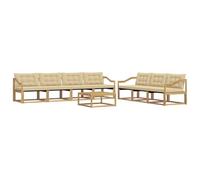 vidaXL Set di divani da esterno 8 pcs Bianco e Beige, Divano moderno da giardino, set per terrazza, lounge patio, comodo e sezionabile