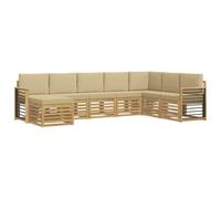 vidaXL Set di divani da esterno 8 pcs Bianco e Beige, Mobili da Giardino, Divano Moderno per Esterni, Set per Patio, Lounge Terrazza, Comfort Resistente