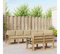 vidaXL Set di divani da esterno 8 pcs Bianco e Beige Poliestere, Divano da Giardino Moderno, Mobili Resistenti alle Intemperie, Set Lounge Esterno per un Terrazzo Comodo