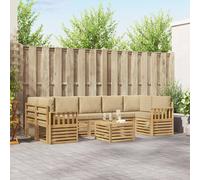 vidaXL Set di divani da esterno 8 pcs Bianco e Beige Poliestere