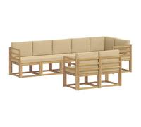 vidaXL Set di divani da esterno 8 pcs Bianco e Beige Poliestere, Divano da Giardino Moderno, Mobili Resistenti alle Intemperie, Set Lounge Esterno per un Terrazzo Comodo