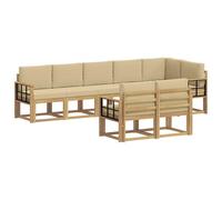 vidaXL Set di divani da esterno 8 pcs Bianco e Beige Poliestere, Divano da Giardino Moderno, Mobili Resistenti alle Intemperie, Set Lounge Esterno per un Terrazzo Comodo