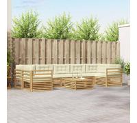 vidaXL Set di divani da esterno 8 pcs Bianco e Crema, Divano moderno da esterno, arredo sezionale, lounge patio, posti in terrazza, set comfort giardino