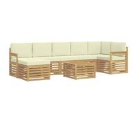vidaXL Set di divani da esterno 8 pcs Bianco e Crema 59 x 59 x 37 cm, Divano da giardino, moderni set per esterni, sezionale resistente per terrazze, comfort e relax