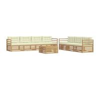 vidaXL Set di divani da esterno 8 pcs Bianco e Crema 79 x 79 x 37 cm, Divano da Giardino, Arredo Esterno Moderno, Set Sezionale per Terrrazza e Lounge Comfortevole