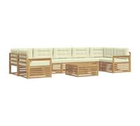 vidaXL Set di divani da esterno 8 pcs Bianco e Crema, Divano moderno da esterno, arredo sezionale, lounge patio, posti in terrazza, set comfort giardino