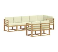 vidaXL Set di divani da esterno 8 pcs Bianco e Crema Poliestere, Divano da Giardino Moderno, Mobili Resistenti alle Intemperie, Set Lounge Esterno per un Terrazzo Comodo