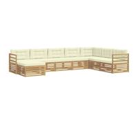vidaXL Set di divani da esterno 8 pcs Bianco e Crema Poliestere, Divano moderno da esterno, arredamento sezionale, relax in terrazza, set comodo per il patio