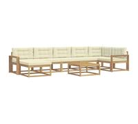vidaXL Set di divani da esterno 8 pcs Bianco e Crema, Set Divano da Esterno in Acacia, Mobili Modulari per Giardino, Comodo per Piscina, Lounge Resistente per Giardino