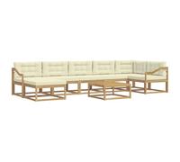 vidaXL Set di divani da esterno 8 pcs Bianco e Crema, Set Divano da Esterno in Acacia, Mobili Modulari per Giardino, Comodo per Piscina, Lounge Resistente per Giardino