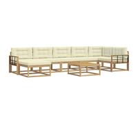 vidaXL Set di divani da esterno 8 pcs Bianco e Crema, Set Divano da Esterno in Acacia, Mobili Modulari per Giardino, Comodo per Piscina, Lounge Resistente per Giardino