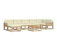 vidaXL Set di divani da esterno 8 pcs Bianco e Crema, Set Divano da Esterno in Acacia, Mobili Modulari per Giardino, Comodo per Piscina, Lounge Resistente per Giardino