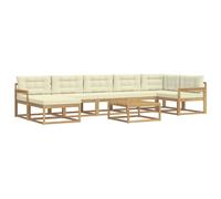 vidaXL Set di divani da esterno 8 pcs Bianco e Crema, Set Divano da Esterno in Acacia, Mobili Modulari per Giardino, Comodo per Piscina, Lounge Resistente per Giardino