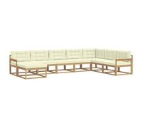 vidaXL Set di divani da esterno 8 pcs Bianco e Crema, Set Divano Sezionale Moderno per Esterni, Mobili Resistenti da Giardino, Seduta in Legno Acacia, Lounge Chic