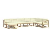 vidaXL Set di divani da esterno 8 pcs Bianco e Crema, Set Divano Sezionale Moderno per Esterni, Mobili Resistenti da Giardino, Seduta in Legno Acacia, Lounge Chic