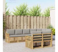 vidaXL Set divano da esterno 8 pezzi bianco e grigio chiaro 306 x 128,5 x 73 cm, divano da giardino, mobili da esterno moderni, salotto sezionale, set da terrazza, arredamento confortevole