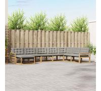 vidaXL Set di divani da esterno da 8 pezzi, bianco e grigio chiaro, set di divani da giardino moderno, in legno di acacia resistente, reclinabile e ideale per il vostro esterno