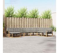 vidaXL Set di divani da esterno da 8 pezzi, bianco e grigio chiaro, set di divani da giardino moderno, in legno di acacia resistente, reclinabile e ideale per il vostro esterno