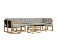 vidaXL Set di divani da esterno 8 pcs Bianco e Grigio Chiaro, Set di divani moderni per esterni, lounge giardino resistente, posti a sedere in patio, ensemble per il giardino